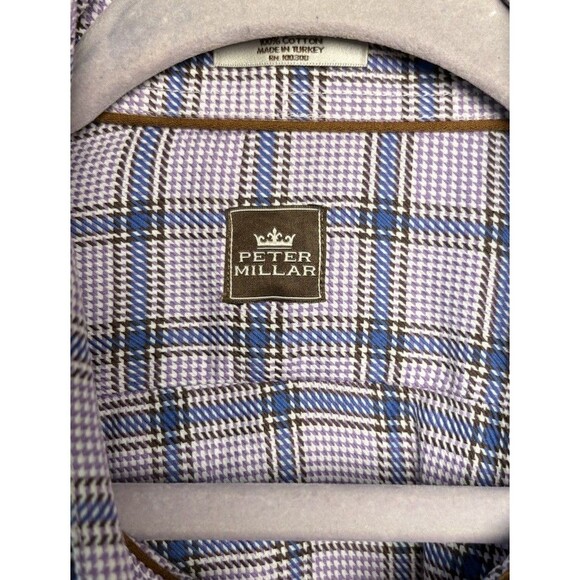 Peter Millar Men's Nanoluxe Easy Care Button-Down Long Sleeve Size Large Purple - Picture 6 of 13